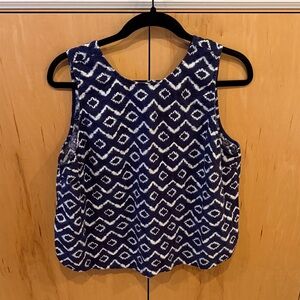 LOFT Navy and White Geometric Tank Top